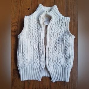 Cable knit sherpa lined zip up vest, kids size 7-8